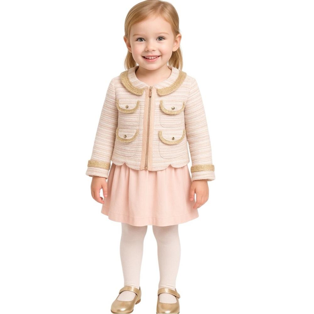 Baby Sara Pink and Gold Blazer Tweed Blazer - Size 4T